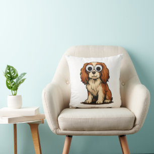 Cute Googly-Eye Puppy Illustration Cushion