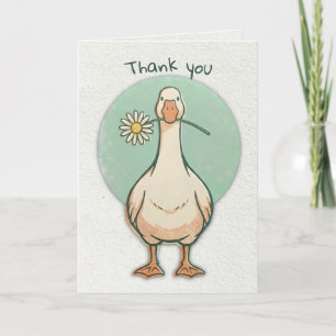 Cute Goose and Daisy Flower Thank You Card