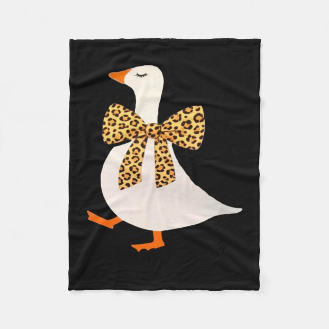 Cute Goose Auntie Leopard Bow Funny Animal Lover Fleece Blanket (Front)