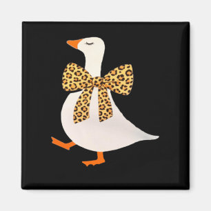 Cute Goose Auntie Leopard Bow Funny Animal Lover Magnet