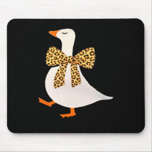 Cute Goose Auntie Leopard Bow Funny Animal Lover Mouse Pad