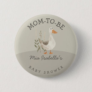 Cute Goose Baby Shower Mum To Be Button