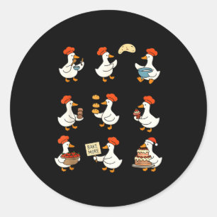 Cute Goose Baking Funny Baker Goose Chef Pastry Ba Classic Round Sticker