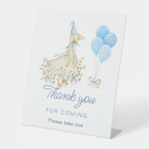 Cute Goose Boy Baby Shower Thank you for Coming Pedestal Sign