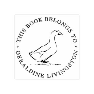 Cute Goose Custom Book Stamp This Book Belongs to