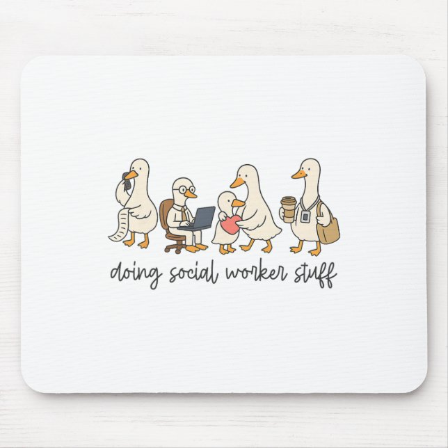 Cute Goose Doing Social Worker Stuff, Mental Healt Mouse Pad (Front)