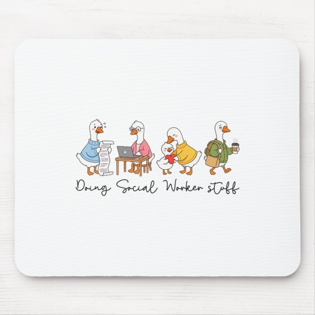 Cute Goose Doing Social Worker Stuff, Mental Healt Mouse Pad (Front)