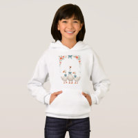 Cute Goose Family Kids Floral Hoodie