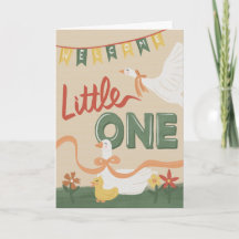 Cute Goose Family New Baby Greeting Card