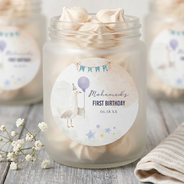 Cute Goose First Birthday Sticker Personalised (Creator Uploaded)