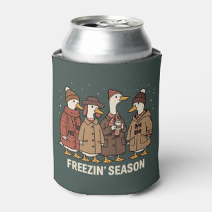 Cute Goose Freezin' Season Winter Cosy Fall Duck  Can Cooler