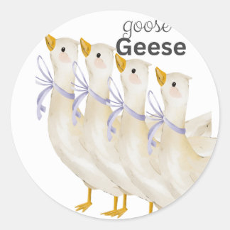 Cute Goose & Geese Watercolor Illustration Classic Round Sticker