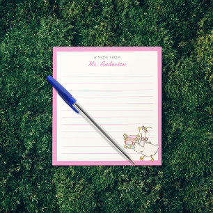 Cute Goose Holding Books Teacher Appreciation Gift Notepad