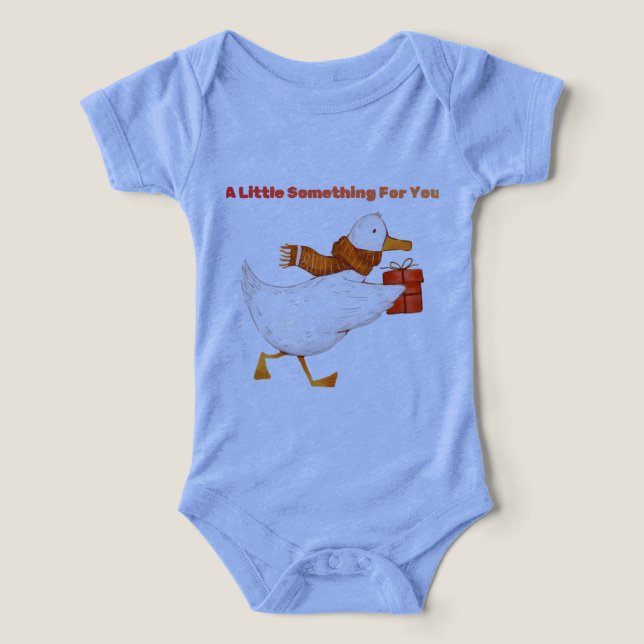 Cute Goose Holding Gift Baby Bodysuit  (Design Front)