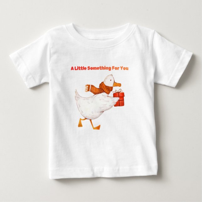Cute Goose Holding Gift Baby T-Shirt  (Front)