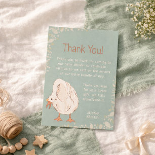 Cute Goose Minimal Boho Green Baby Shower Thank You Card