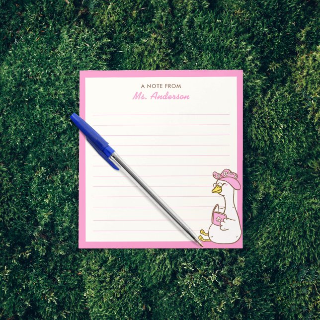 Cute Goose Reading Custom Teacher Appreciation Notepad (Creator Uploaded)