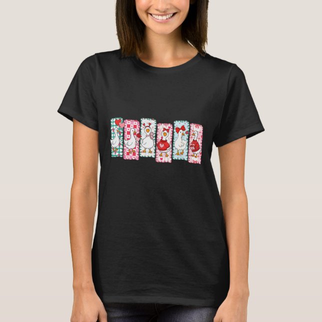 Cute Goose Valentine Coquette,duck Funny Gift Tee  (Front)