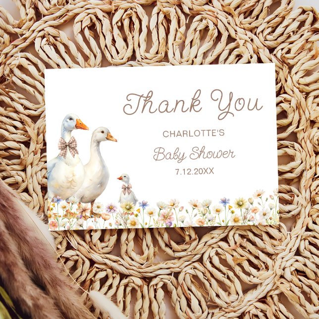 Cute Goose Wildflower  Baby Shower Thank You  Card (Creator Uploaded)