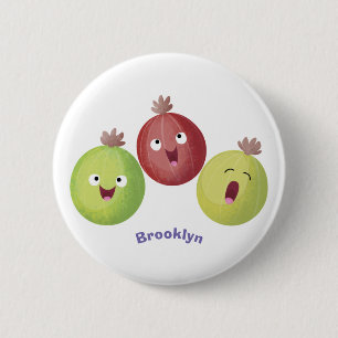 Cute gooseberry trio singing cartoon 6 cm round badge