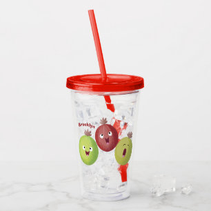 Cute gooseberry trio singing cartoon acrylic tumbler