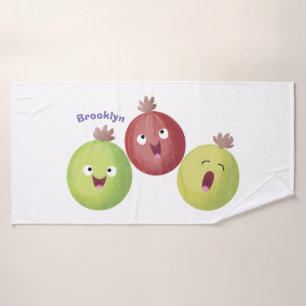 Cute gooseberry trio singing cartoon bath towel set