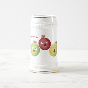 Cute gooseberry trio singing cartoon beer stein