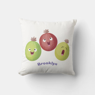 Cute gooseberry trio singing cartoon cushion