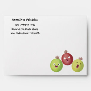 Cute gooseberry trio singing cartoon envelope