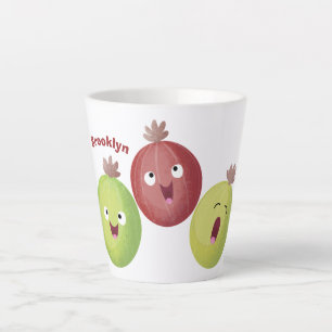 Cute gooseberry trio singing cartoon  latte mug