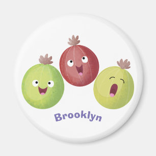 Cute gooseberry trio singing cartoon magnet