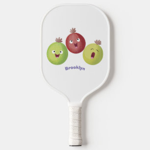 Cute gooseberry trio singing cartoon pickleball paddle