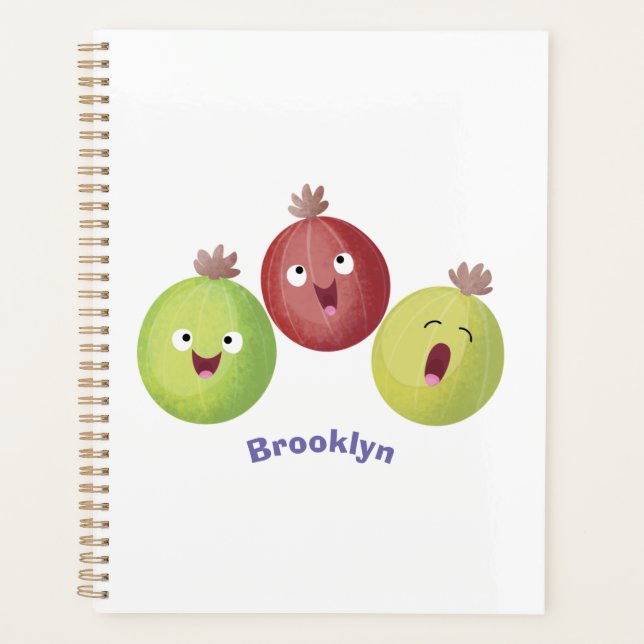 Cute gooseberry trio singing cartoon  planner (Front)