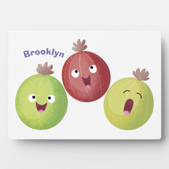 Cute gooseberry trio singing cartoon plaque (Front)