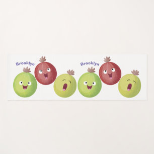 Cute gooseberry trio singing cartoon yoga mat