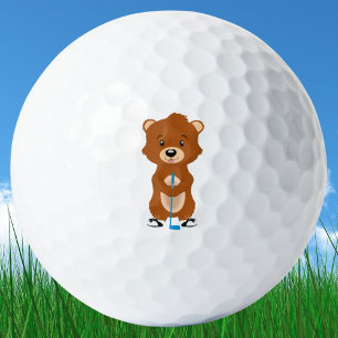 Cute Gopher Holding Golf Club Balls