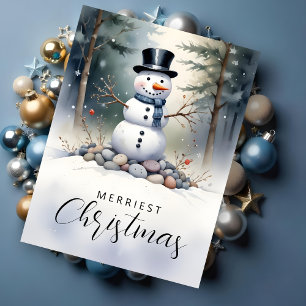 Cute Gorgeous Snowman Frosted Landscape Forest Tissue Paper