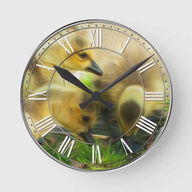 Cute Gosling Round Clock (Front)