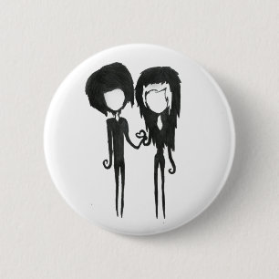 Cute Goth Boy and Girly Alternative Art 6 Cm Round Badge