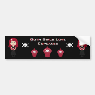 Cute Goth Girls Love Cupcakes Customisable Bumper Sticker