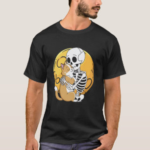 Cute Goth Halloween Skeleton Cat Skull Kitty Women T-Shirt