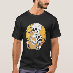 Cute Goth Halloween Skeleton Cat Skull Kitty Women T-Shirt