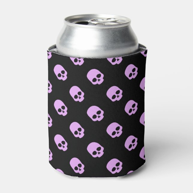 Cute Goth Pink Skulls Can Cooler (Can Front)