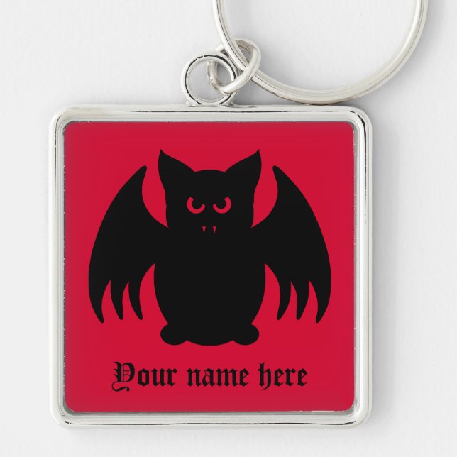 Cute Gothic black vampire bat Key Ring (Front)