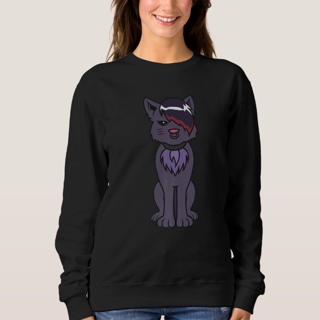 Cute Gothic Cat Present Idea For Goth Dark Cat Sweatshirt (Front)