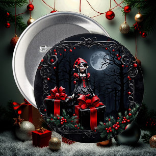Cute Gothic Christmas Elf. 7.5 Cm Round Badge