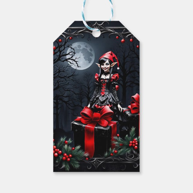 Cute Gothic Christmas Elf.  Gift Tags (Back)