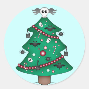Cute Gothic Christmas tree Classic Round Sticker