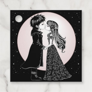 Cute Gothic Emo Kids Kiss Valentine's Day  Favour Tags