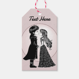 Cute Gothic Emo Kids Kiss Valentine's Day Gift Tags